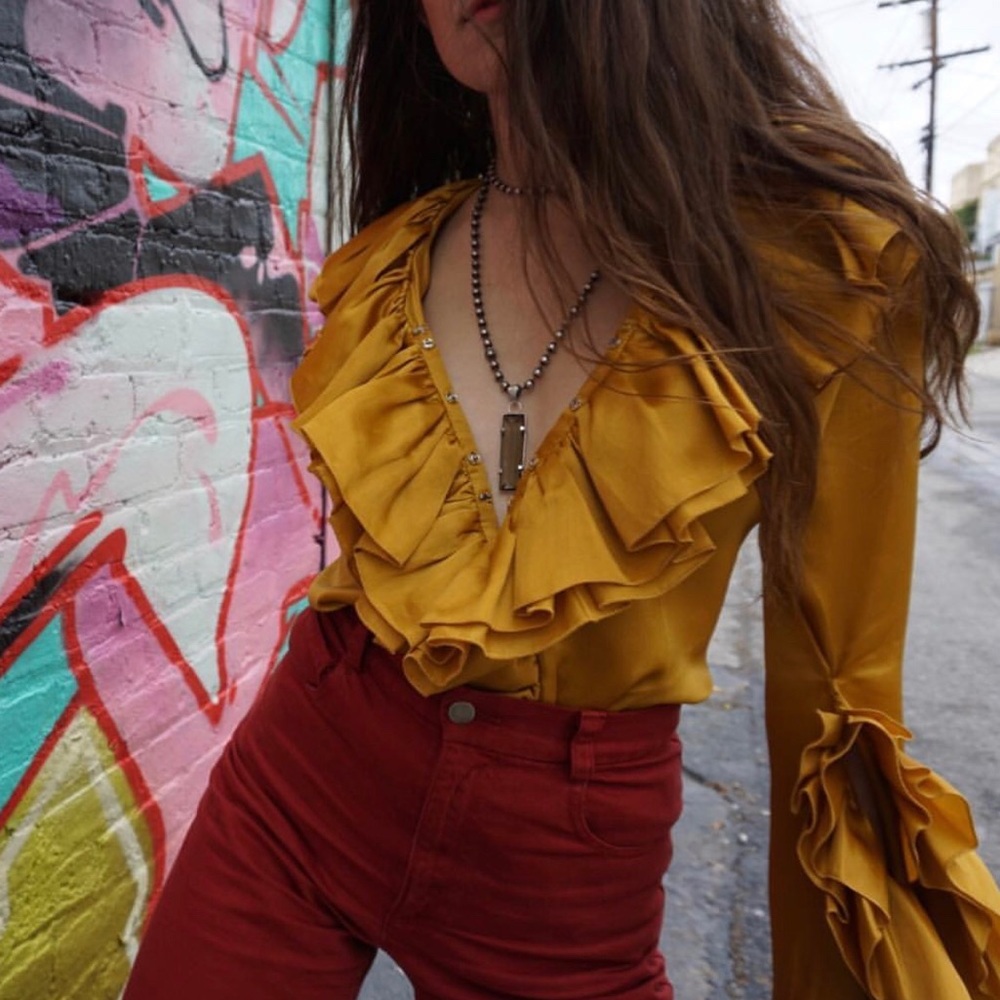 Givenchy satin extreme ruffle blouse